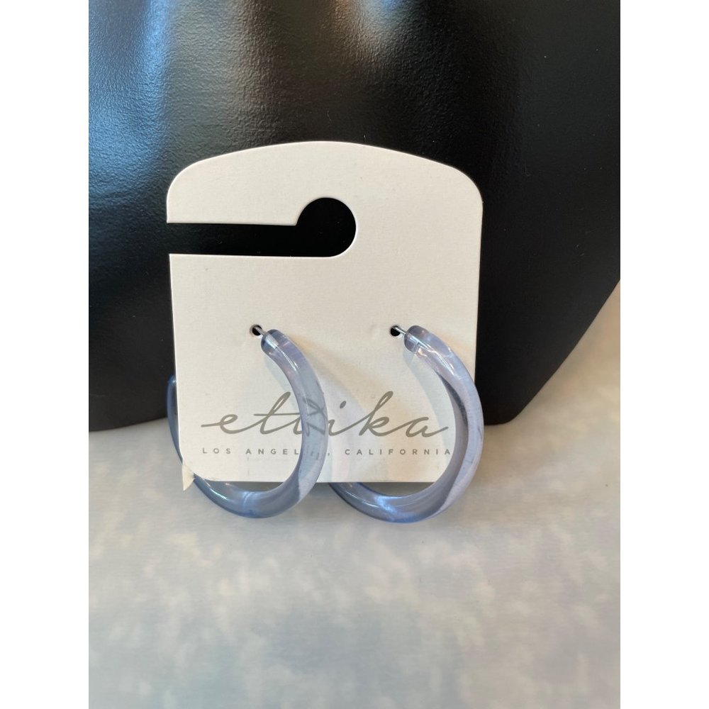 NWT Ettika Blue Acrylic Summer Hoop Earrings